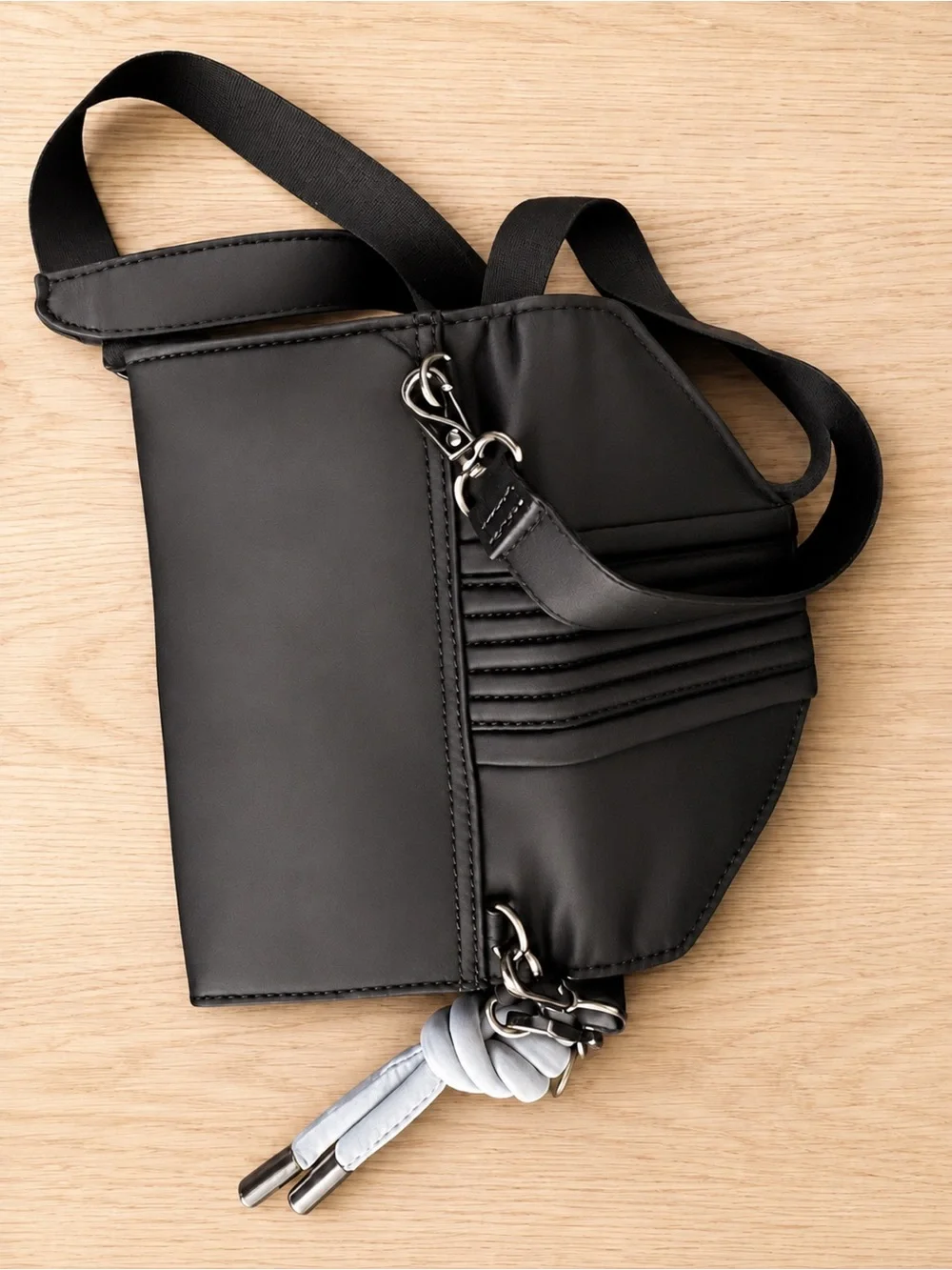 Kipling Black Quilted-Accent Crossbody with Tassel Charm